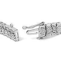 Silver 1.0 Cttw Diamond Collar Line Link Bracelet - Size 7.25" Inches