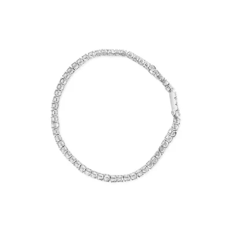 Silver 1.0 Cttw Diamond Collar Line Link Bracelet - Size 7.25" Inches
