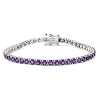 Lab Created Silver 7 3/8 Ctw Created Purple Amethyst Tennis Bracelet -7.25" Inches