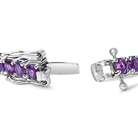 Lab Created Silver 7 3/8 Ctw Created Purple Amethyst Tennis Bracelet -7.25" Inches
