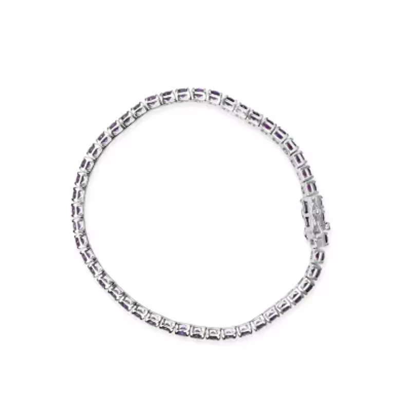 Lab Created Silver 7 3/8 Ctw Created Purple Amethyst Tennis Bracelet -7.25" Inches