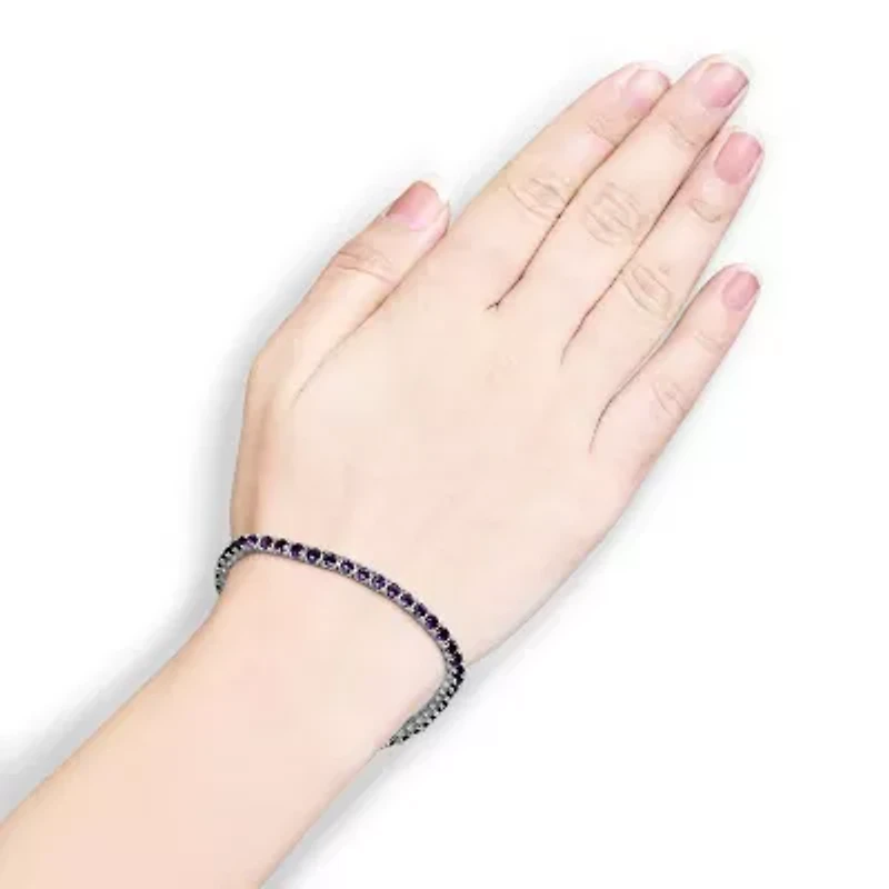 Lab Created Silver 7 3/8 Ctw Created Purple Amethyst Tennis Bracelet -7.25" Inches