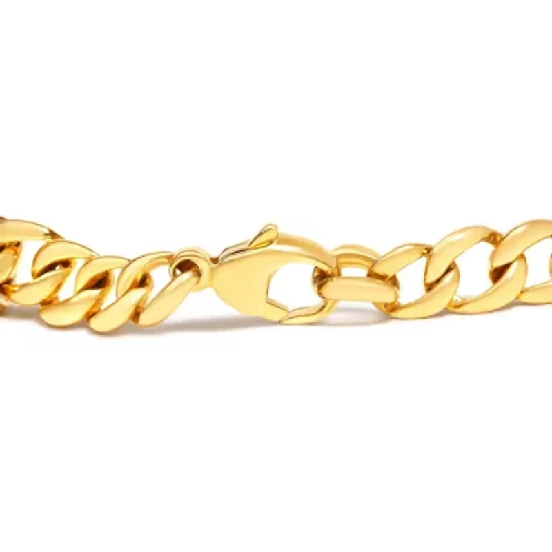 14K Yellow Gold Plated Silver 1 1/4 Cttw Diamond Cuban Chain Link Bracelet- 7.25"