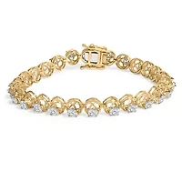 14K Yellow Gold over Silver 3 9/10 Cttw Diamond Tennis Bracelet