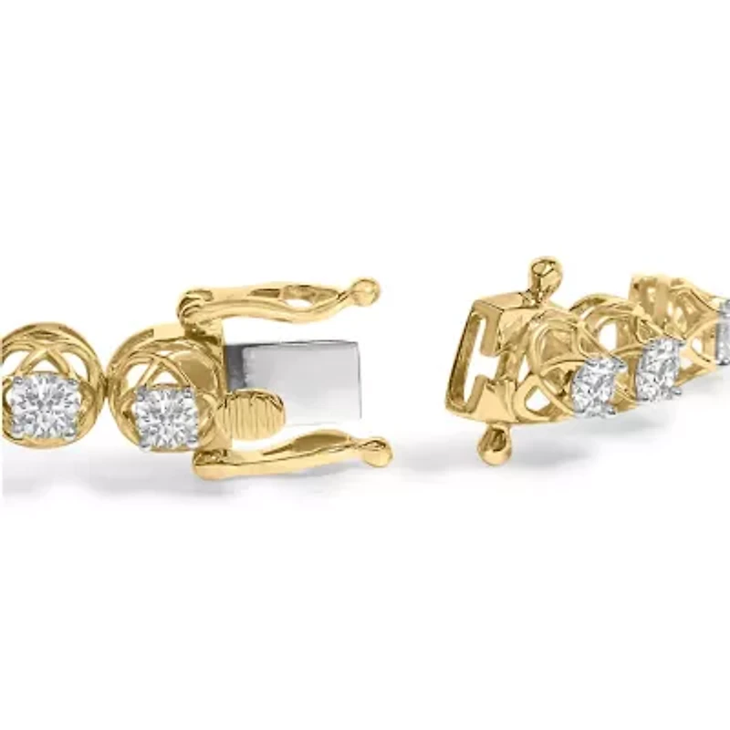 14K Yellow Gold over Silver 3 9/10 Cttw Diamond Tennis Bracelet