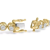14K Yellow Gold over Silver 3 9/10 Cttw Diamond Tennis Bracelet