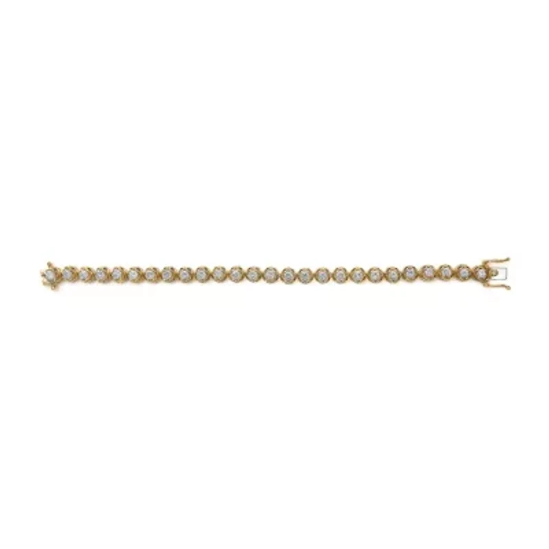 14K Yellow Gold over Silver 3 9/10 Cttw Diamond Tennis Bracelet