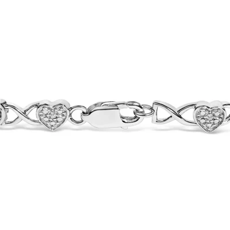 .925 Sterling Silver Diamond Accent Heart Link Bracelet - 7.25"