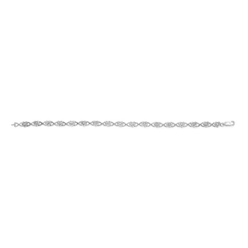 .925 Sterling Silver Diamond Accent Heart Link Bracelet - 7.25"