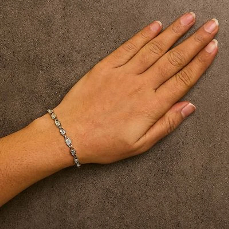 .925 Sterling Silver Diamond Accent Heart Link Bracelet - 7.25"