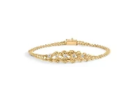 10K Yellow Gold 1/4 Cttw Diamond Basket Weave Rope Chain Style Bracelet