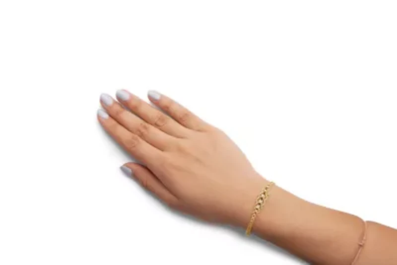 10K Yellow Gold 1/4 Cttw Diamond Basket Weave Rope Chain Style Bracelet