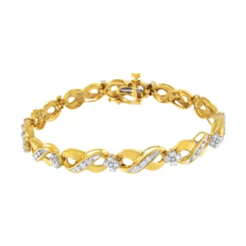 10K Yellow Gold Round-Cut Diamond Infinite Love Bracelet
