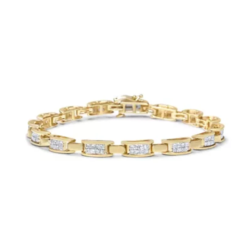10K Yellow Gold 2.0 Cttw Diamond Rectangular Link Bracelet