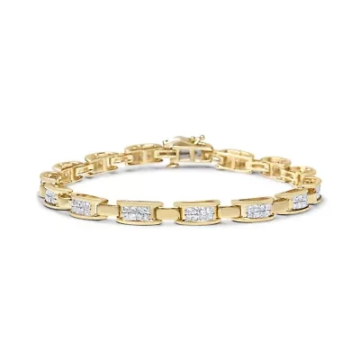 10K Yellow Gold 2.0 Cttw Diamond Rectangular Link Bracelet