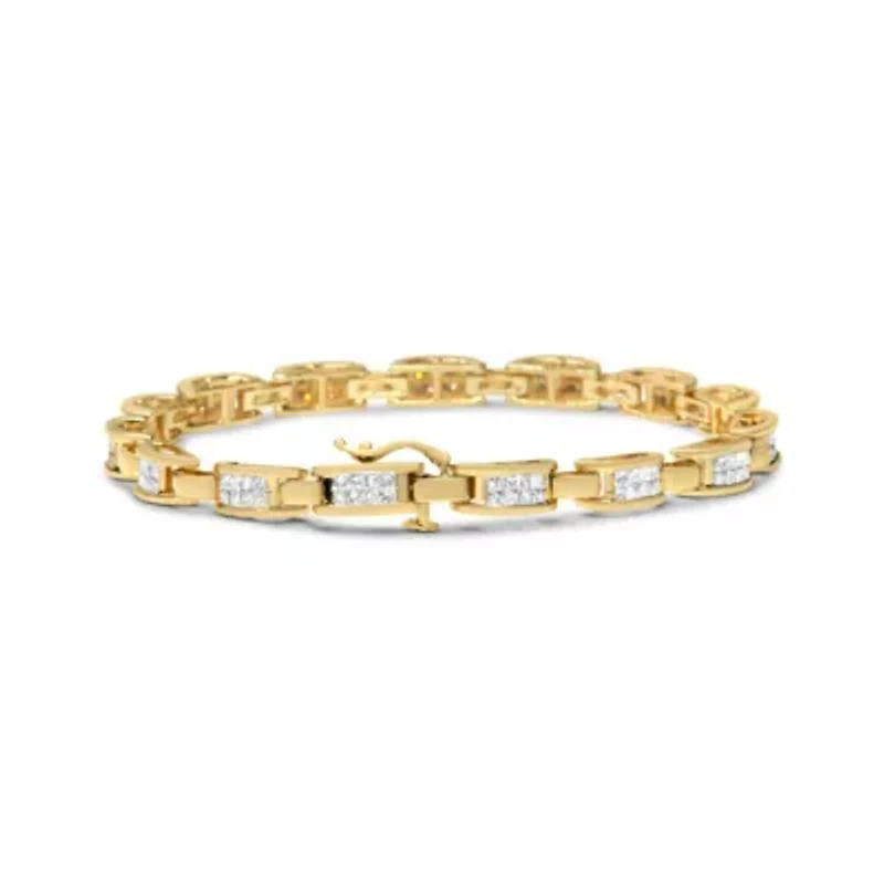 10K Yellow Gold 2.0 Cttw Diamond Rectangular Link Bracelet
