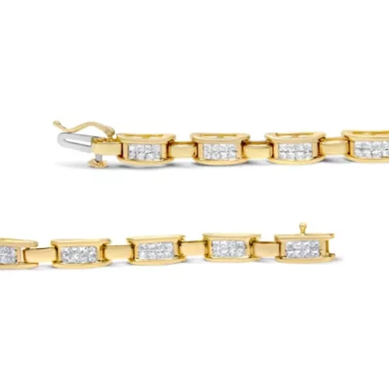 10K Yellow Gold 2.0 Cttw Diamond Rectangular Link Bracelet