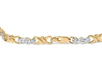 10k Yellow Gold 1/3 Cttw Diamond 3 Stone and X-Link Bracelet