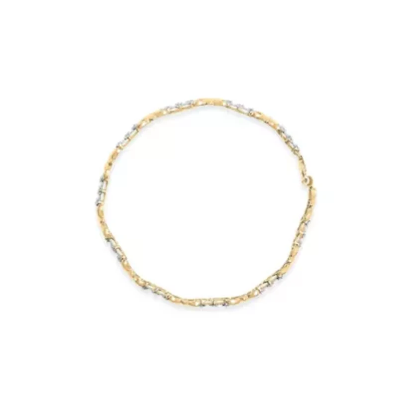 10k Yellow Gold 1/3 Cttw Diamond 3 Stone and X-Link Bracelet