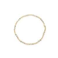 10k Yellow Gold 1/3 Cttw Diamond 3 Stone and X-Link Bracelet