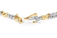 10K Two-Tone Gold 1/2 Ct Diamond 3 Stone and X-Link Bracelet