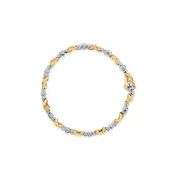 10K Two-Tone Gold 1/2 Ct Diamond 3 Stone and X-Link Bracelet