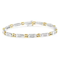 10K Two-Tone Gold Princess Cut Diamond Geo Link Bracelet