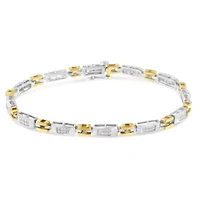 10K Two-Tone Gold Princess Cut Diamond Geo Link Bracelet