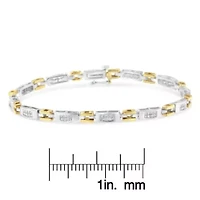 10K Two-Tone Gold Princess Cut Diamond Geo Link Bracelet