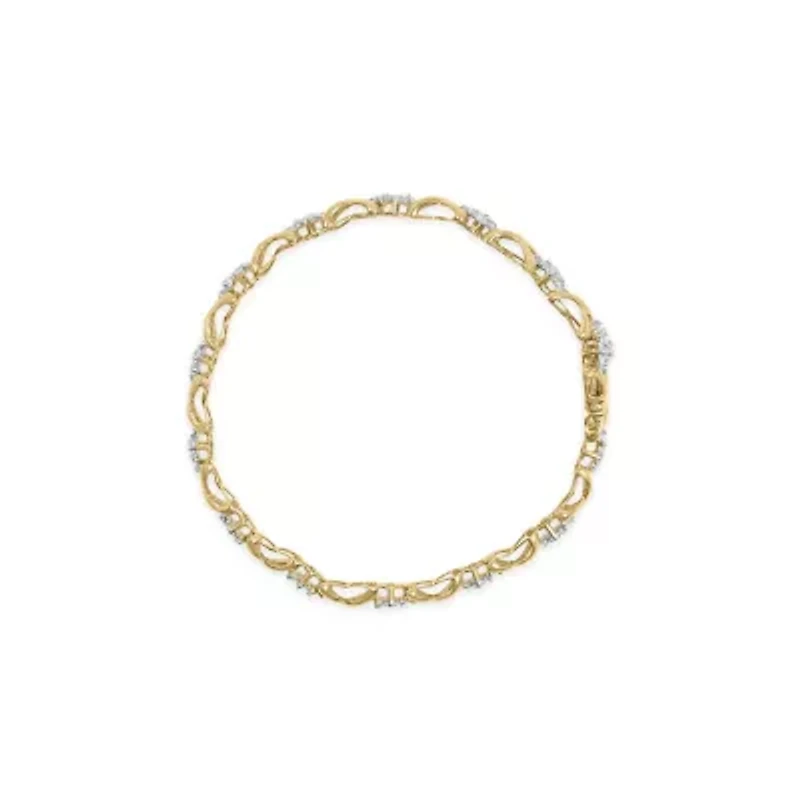 10k Yellow Gold 2.00 Cttw Diamond Cluster "X" Link Bracelet