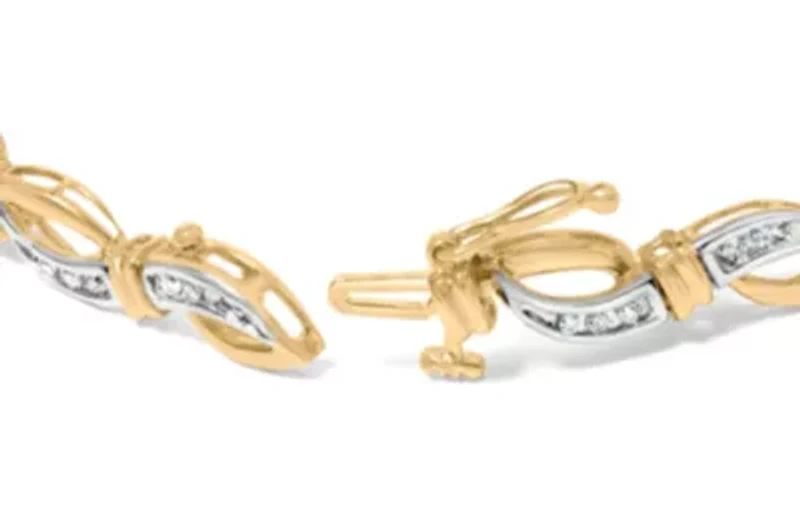 10K Yellow and White Gold 1/2 Cttw Diamond Tennis Bracelet