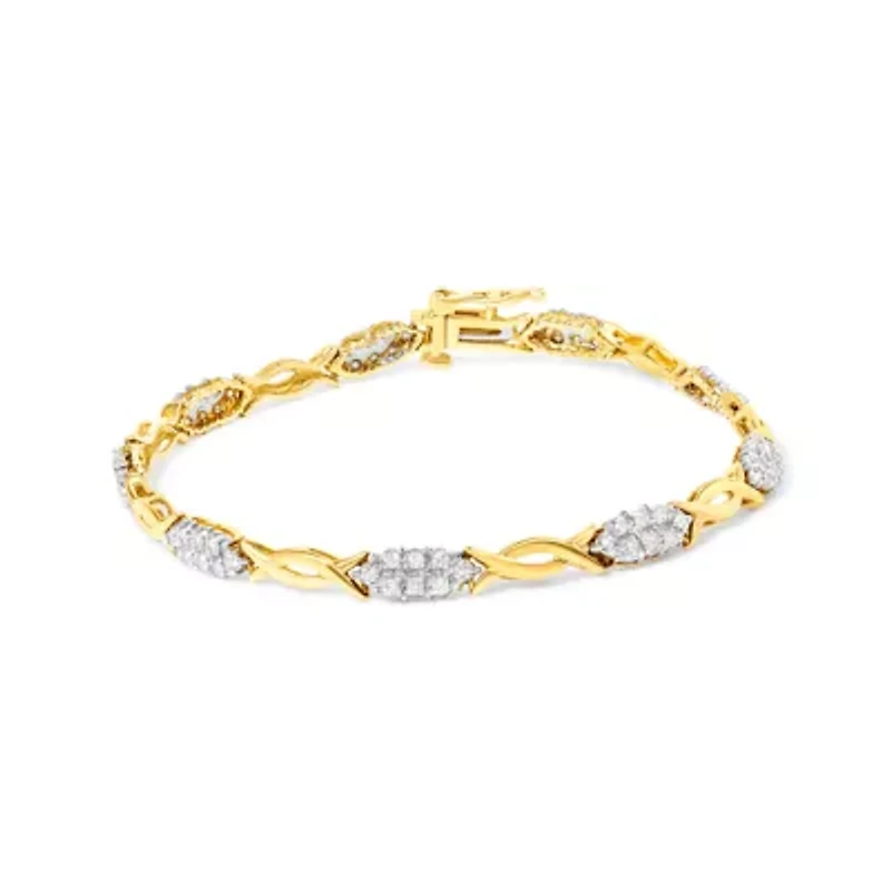 10K Yellow Gold 1.00 Cttw Diamond Spiral Link Bracelet