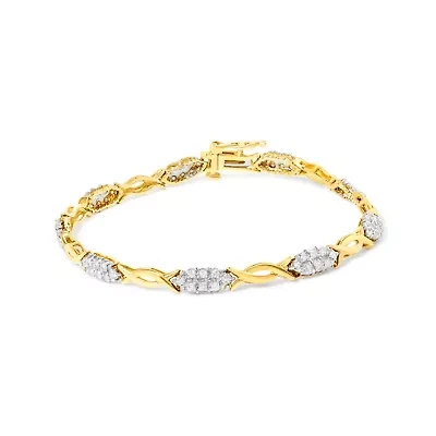10K Yellow Gold 1.00 Cttw Diamond Spiral Link Bracelet