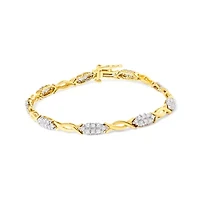 10K Yellow Gold 1.00 Cttw Diamond Spiral Link Bracelet