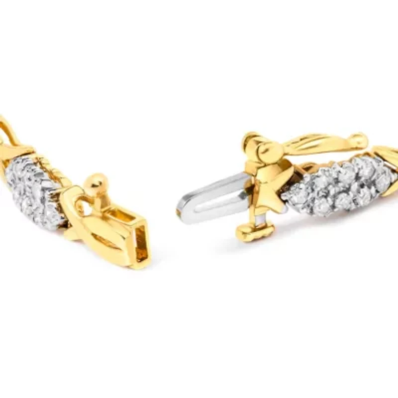 10K Yellow Gold 1.00 Cttw Diamond Spiral Link Bracelet