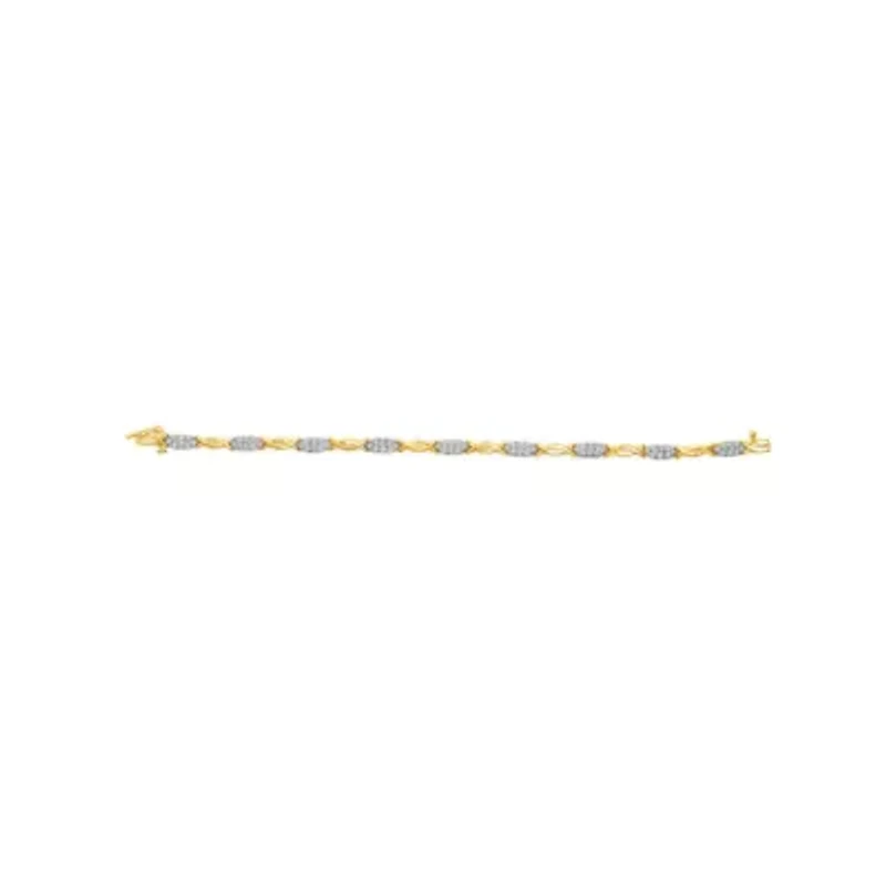 10K Yellow Gold 1.00 Cttw Diamond Spiral Link Bracelet