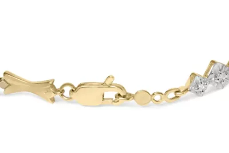 10k Gold 1/3 Cttw Diamond Alternating Bar and Link Bracelet