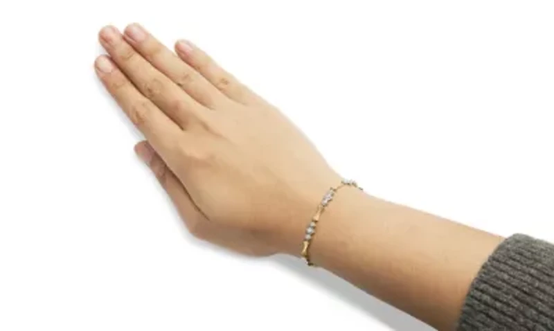 10k Gold 1/3 Cttw Diamond Alternating Bar and Link Bracelet