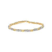 10k Yellow Gold 1.00 Cttw Diamond 3 Stone Link Bracelet