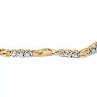 10k Yellow Gold 1.00 Cttw Diamond 3 Stone Link Bracelet