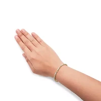 10k Yellow Gold 1.00 Cttw Diamond 3 Stone Link Bracelet