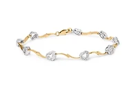10k Two-Tone Gold 1/3 Cttw Diamond Heart S-Link Bracelet