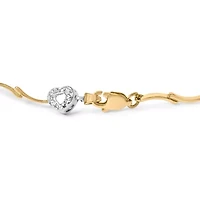 10k Two-Tone Gold 1/3 Cttw Diamond Heart S-Link Bracelet