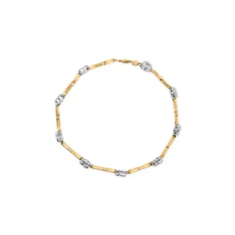 10k Two-Tone Gold 1/3 Cttw Diamond Heart S-Link Bracelet