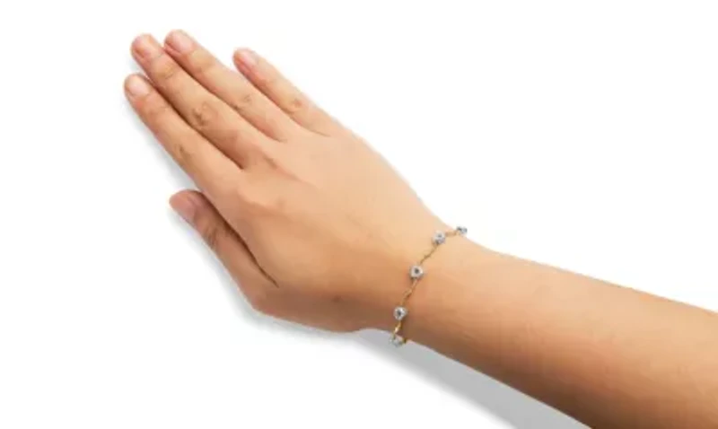 10k Two-Tone Gold 1/3 Cttw Diamond Heart S-Link Bracelet