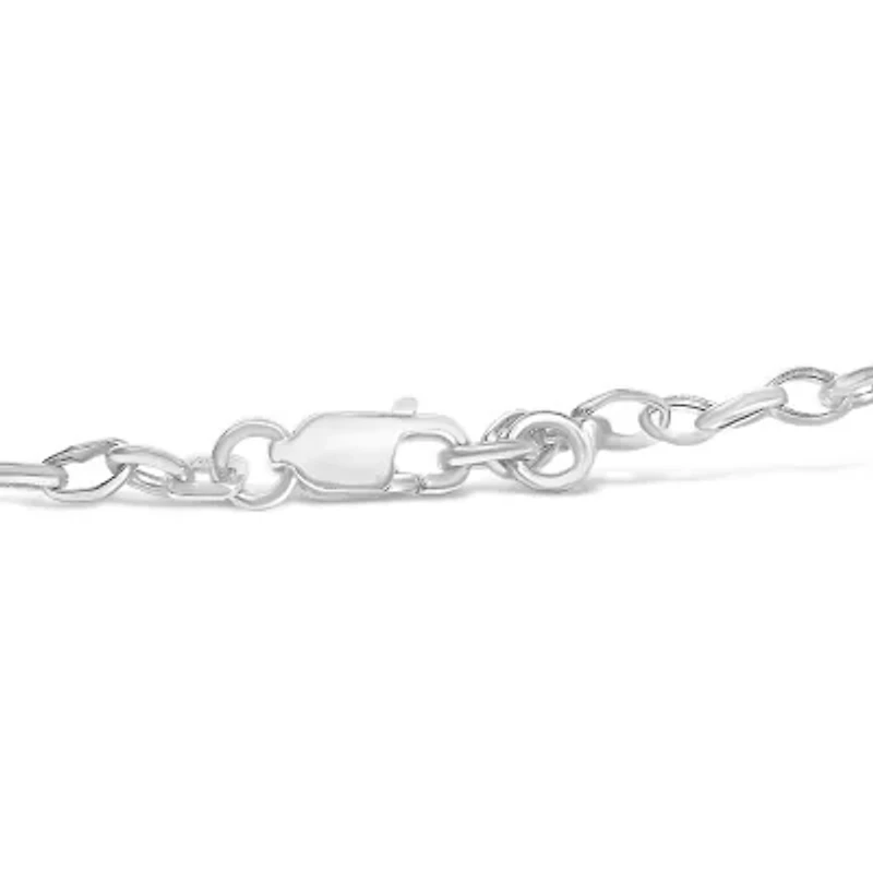 10k White Gold 1/6 Cttw Diamond "Love" Charm Cable Chain Bracelet