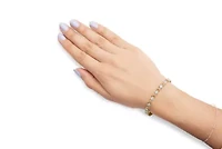 10K Yellow Gold 1.00 Cttw Diamond 5 Stone Cluster and "X" Link Bracelet