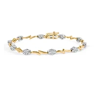 10K White and Yellow Gold 1.00 Cttw Diamond Cluster Link Bracelet