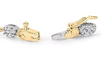 10K White and Yellow Gold 1.00 Cttw Diamond Cluster Link Bracelet