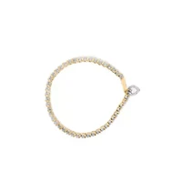 10K Yellow Gold 2.0 Cttw Diamond 2 Row Link and Heart Link Bracelet